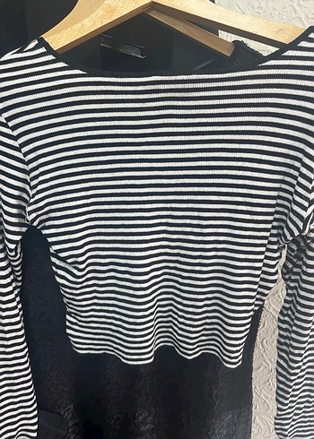 Çizgili Siyah Uzun Kollu bluz - Görsel 5