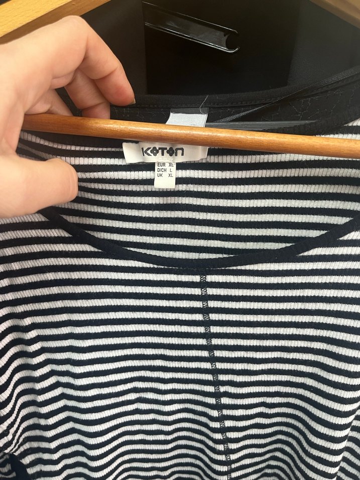 Çizgili Siyah Uzun Kollu bluz - Görsel 2