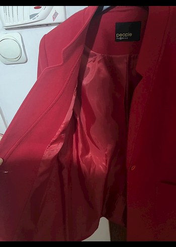Kadın Kırmızı  Düğmeli Blazer kaban - Görsel 5