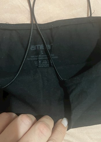 Kadın Siyah İnce Askılı Düz crop atlet - Görsel 3