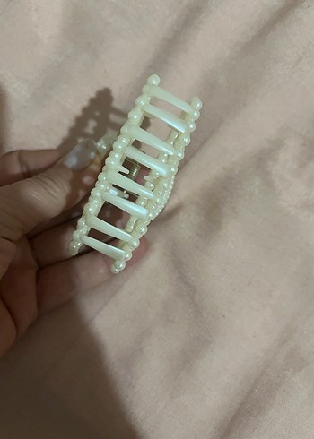 İnci Boncuklu Beyaz Saç Tokası - Görsel 6