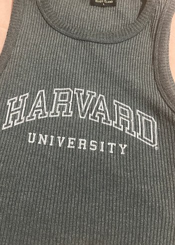 Gri Harvard Baskılı Örme Kolsuz Üst - Görsel 4