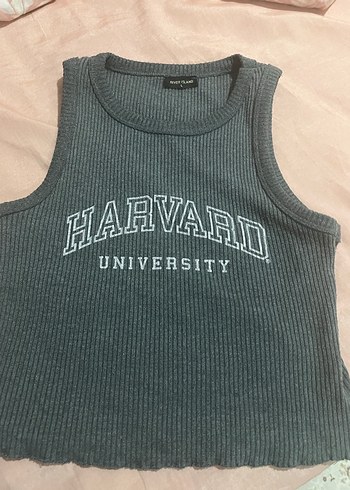Gri Harvard Baskılı Örme Kolsuz Üst - Görsel 2