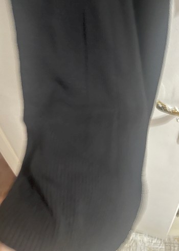 Kadın Siyah fitilli triko Uzun Kollu Yırtmaçlı Elbise - Görsel 7