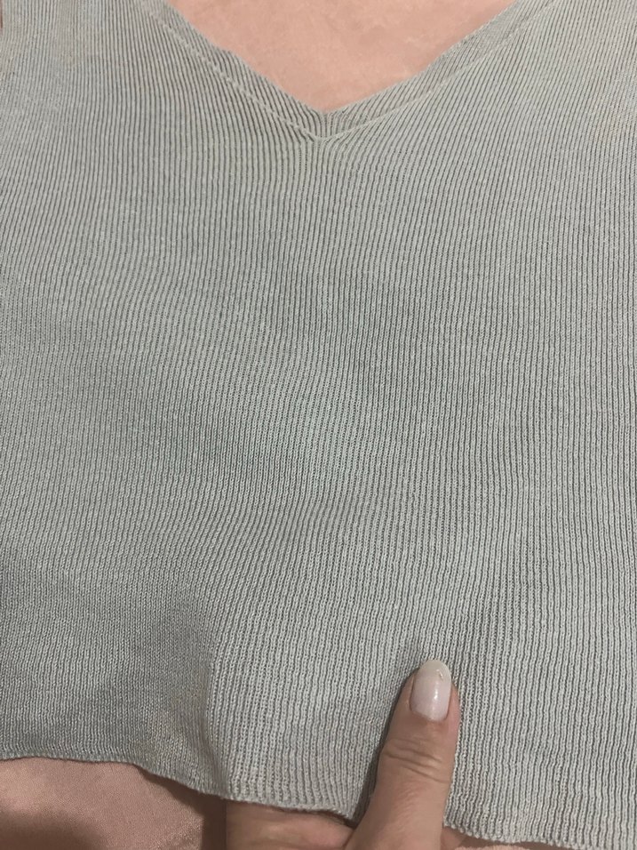 V Yaka Gri Kadın Atlet - Görsel 4