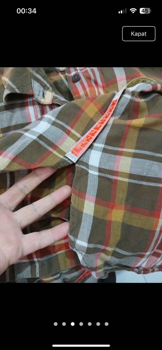 Düğmeli Bol Kesim Kahverengi Kareli Gömlek - Görsel 3