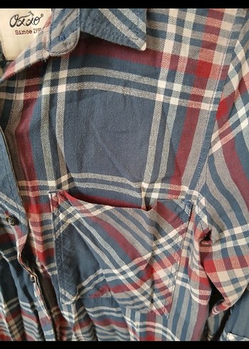 Kadın Gri Ekose Düğmeli Gömlek - Görsel 4