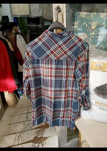 Kadın Gri Ekose Düğmeli Gömlek - Görsel 6