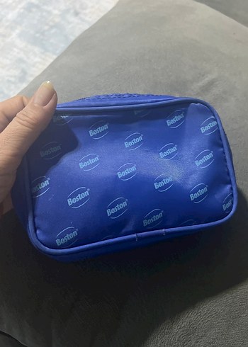 Mavi Fermuarlı Kadın Makyaj Çantası - Görsel 4