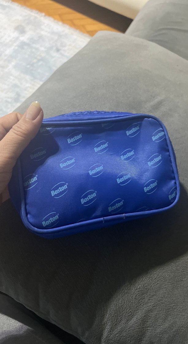 Mavi Fermuarlı Kadın Makyaj Çantası - Görsel 4