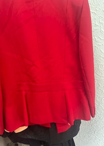 takım  Kırmızı Kadın Blazer Ceket ve etek - Görsel 3