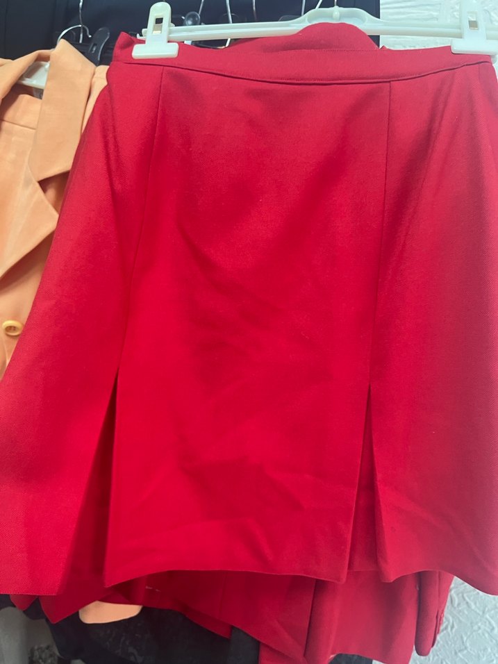 takım  Kırmızı Kadın Blazer Ceket ve etek - Görsel 4