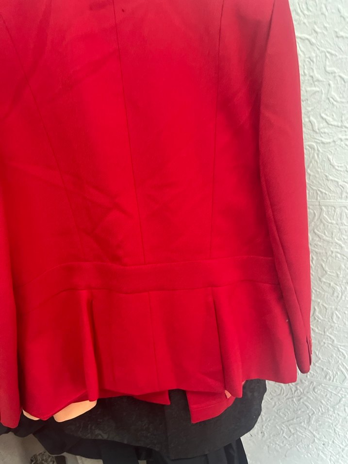 takım  Kırmızı Kadın Blazer Ceket ve etek - Görsel 3