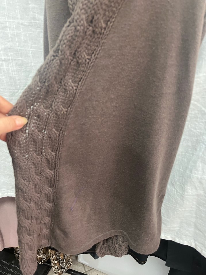 Kahverengi Örgü Kadın Süveter - Görsel 2