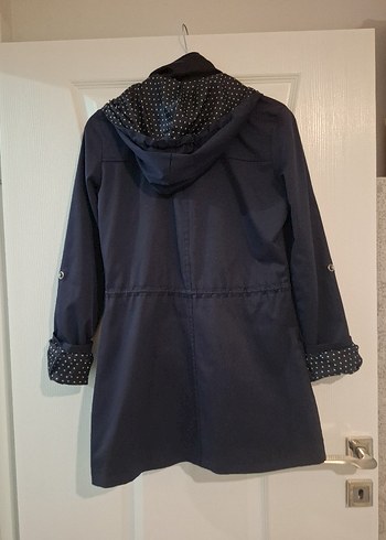 Lacivert Düğmeli Midi Kadın Yağmurluk - Görsel 5