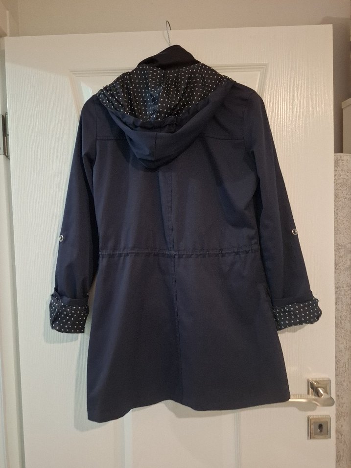 Lacivert Düğmeli Midi Kadın Yağmurluk - Görsel 5