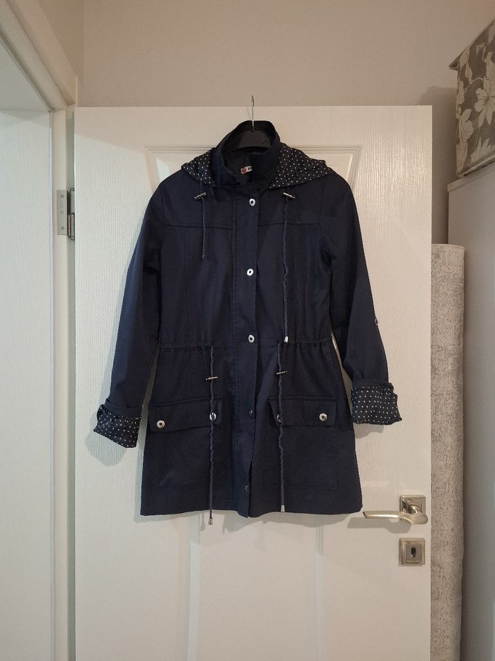 Lacivert Düğmeli Midi Kadın Yağmurluk - Görsel 2