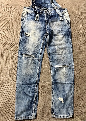 Trendyol & Milla Yikamali Mavi Denim Jean Yirtik Kot Tulum