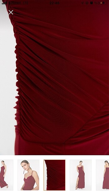 s Beden Bordo drape detaylı abiye elbise