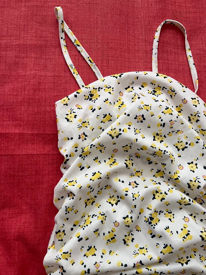 Sarı Drapeli Askılı Mini Elbise - Görsel 2