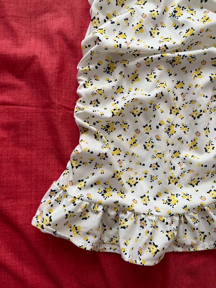 Sarı Drapeli Askılı Mini Elbise - Görsel 3