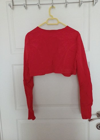 Kız Çocuk Kırmızı Düğmeli Bolero - Görsel 4