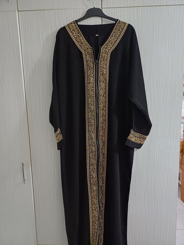 Diger Nakışlı Siyah Kadın Uzun Elbise - Görsel 3