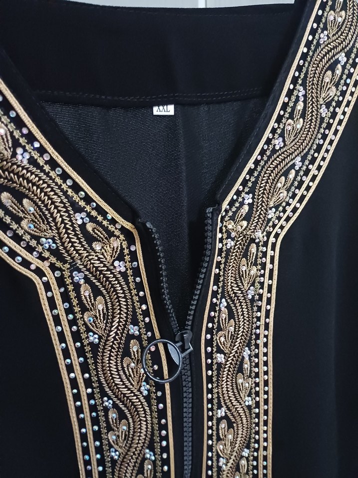 Diger Nakışlı Siyah Kadın Uzun Elbise - Görsel 4