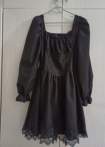 Uzun Kollu Siyah Midi Kadın Elbise - Görsel 2