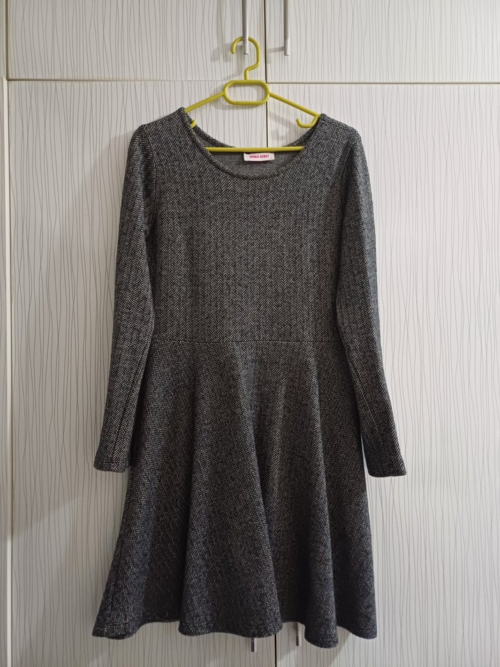 Gri Örme Uzun Kollu Midi Elbise - Görsel 3