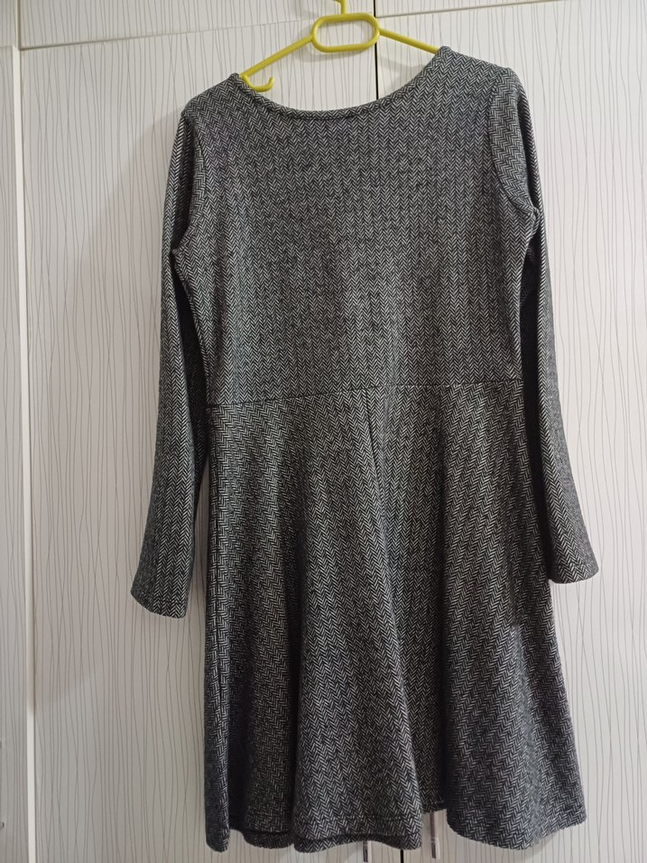 Gri Örme Uzun Kollu Midi Elbise - Görsel 2