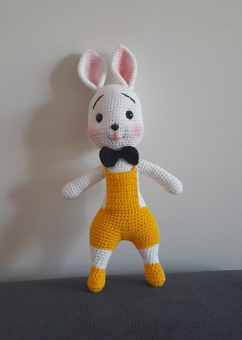 Sarı Tulumlu Örgü Tavşan amigurimi - Görsel 2