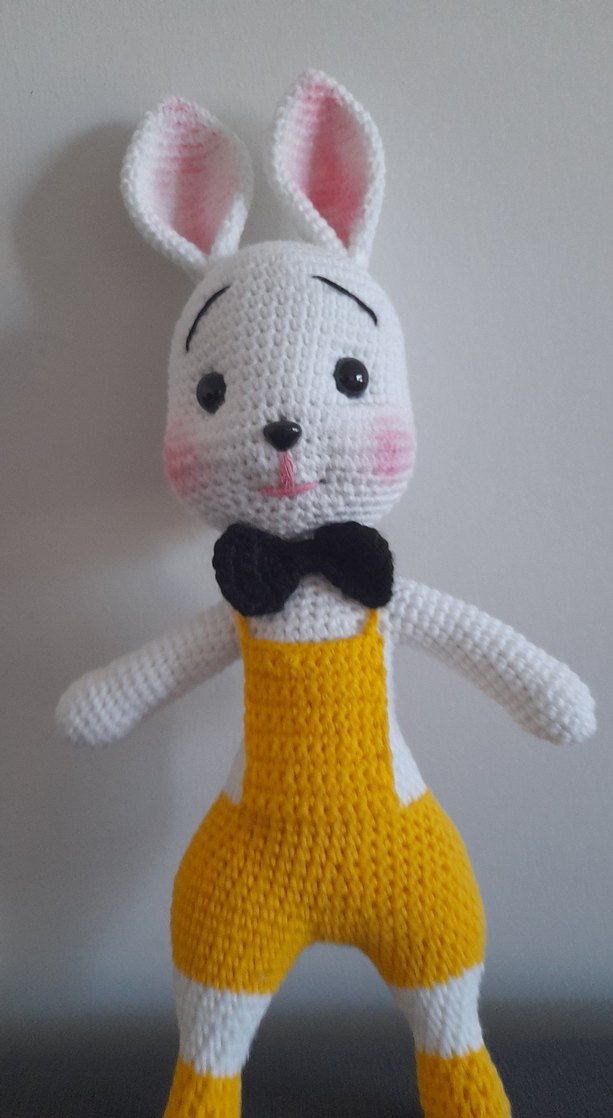 Sarı Tulumlu Örgü Tavşan amigurimi - Görsel 3