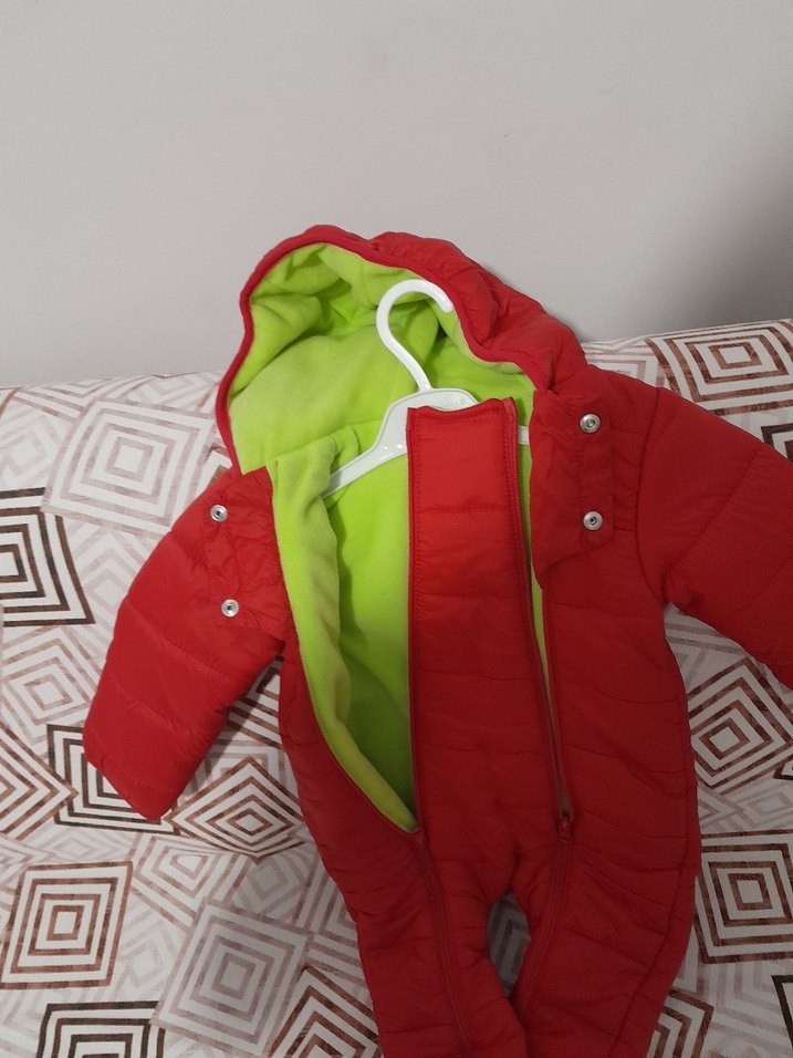 Kız Bebek Kırmızı Fermuarlı Mont - Görsel 4