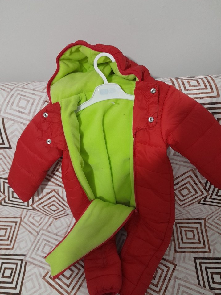 Kız Bebek Kırmızı Fermuarlı Mont - Görsel 3