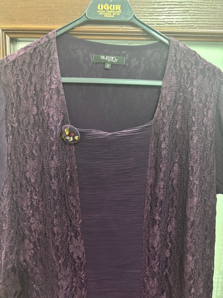 Mor Drapeli Kadın Elbise - Görsel 2