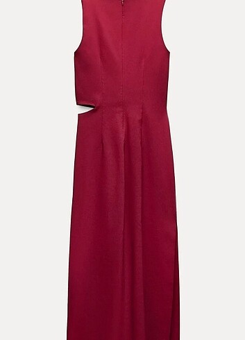 m Beden Zara zw collection cut out desenli midi elbise