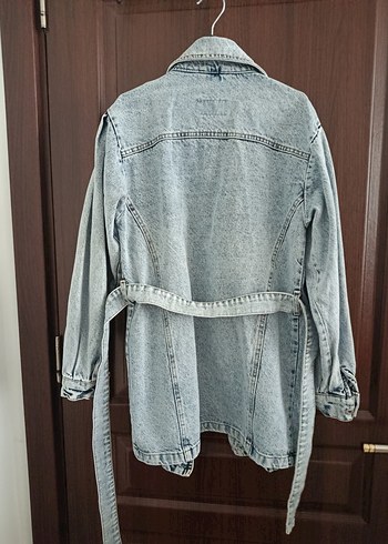 Gri Düğmeli Kadın Denim Ceket - Görsel 3