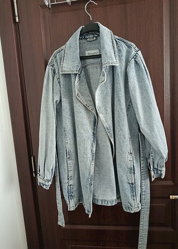 Gri Düğmeli Kadın Denim Ceket - Görsel 2