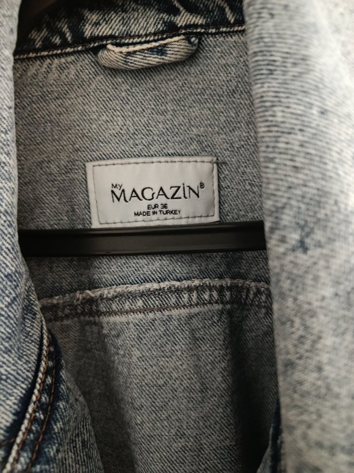 Gri Düğmeli Kadın Denim Ceket - Görsel 5