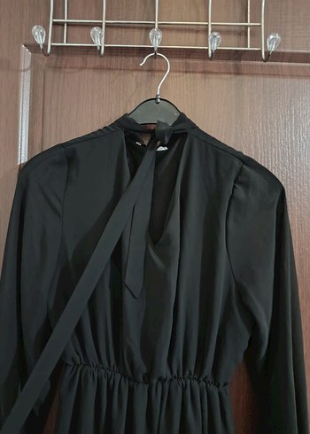 Siyah Uzun Kollu Gotik Elbise - Görsel 4