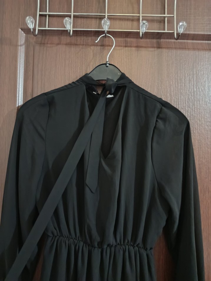 Siyah Uzun Kollu Gotik Elbise - Görsel 4