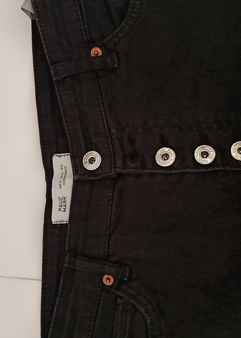 Düğmeli Siyah Kadın Denim Pantolon - Görsel 3