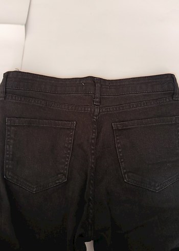 Düğmeli Siyah Kadın Denim Pantolon - Görsel 4