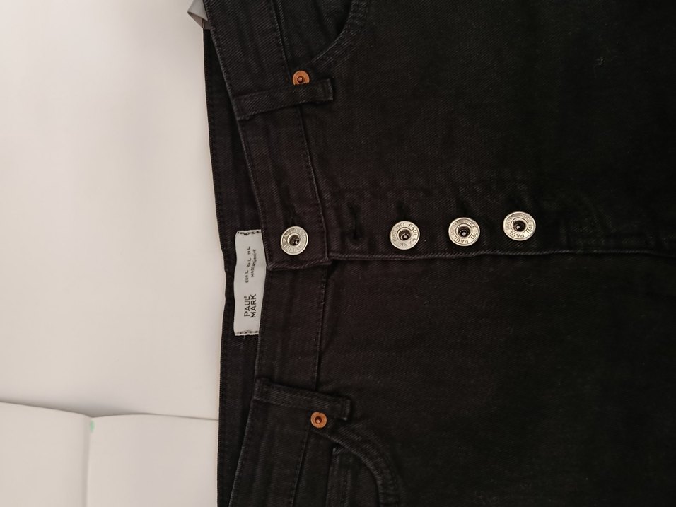 Düğmeli Siyah Kadın Denim Pantolon - Görsel 3