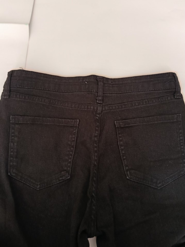 Düğmeli Siyah Kadın Denim Pantolon - Görsel 4