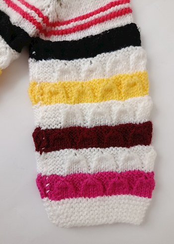 Kız Çocuk Renkli Nakışlı Triko Hırka - Görsel 5