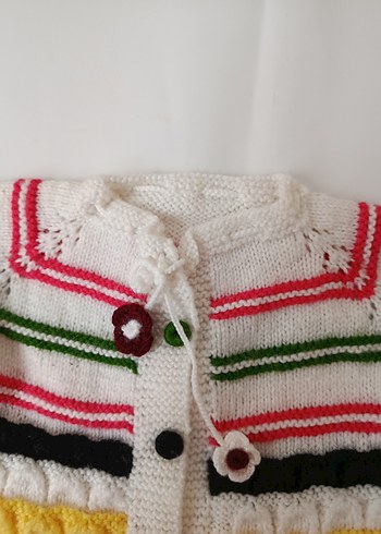 Kız Çocuk Renkli Nakışlı Triko Hırka - Görsel 4