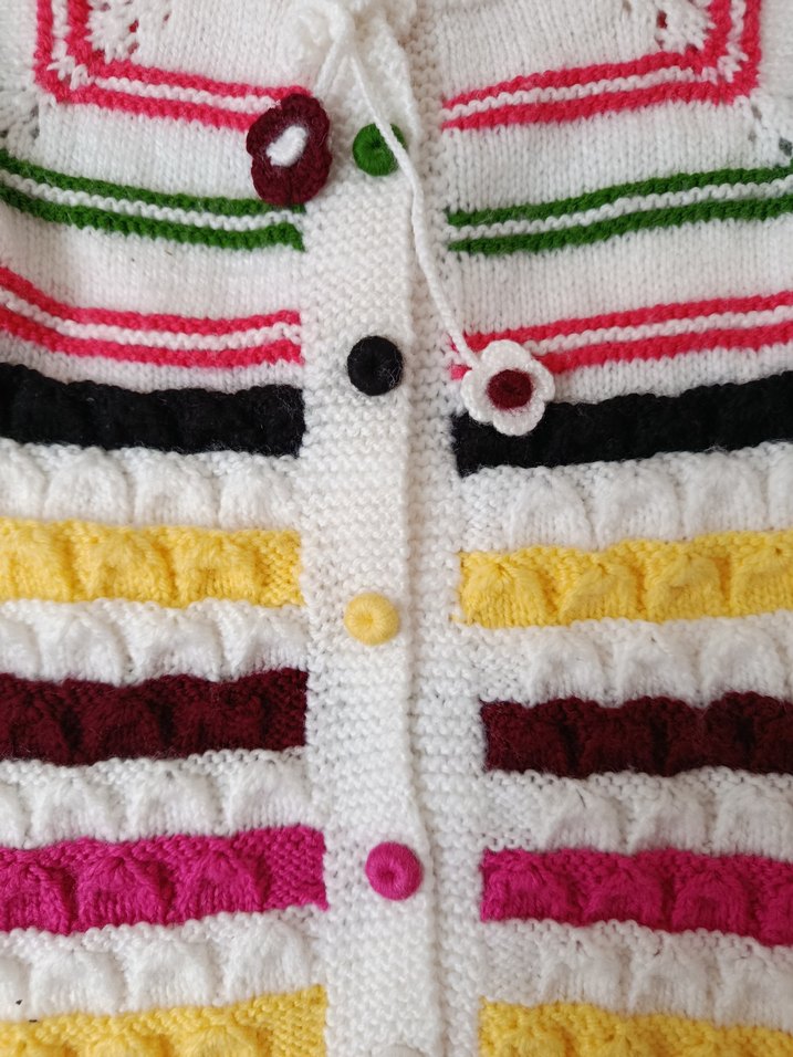 Kız Çocuk Renkli Nakışlı Triko Hırka - Görsel 3