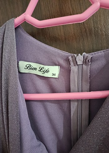 Uzun Kollu Drapeli Gri Uzun Elbise - Görsel 5